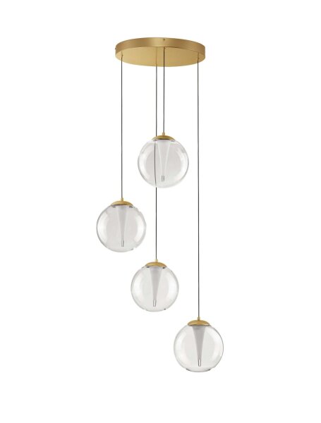 LED Hängeleuchte in Gold 56 cm breit dimmbar Klarglas rund