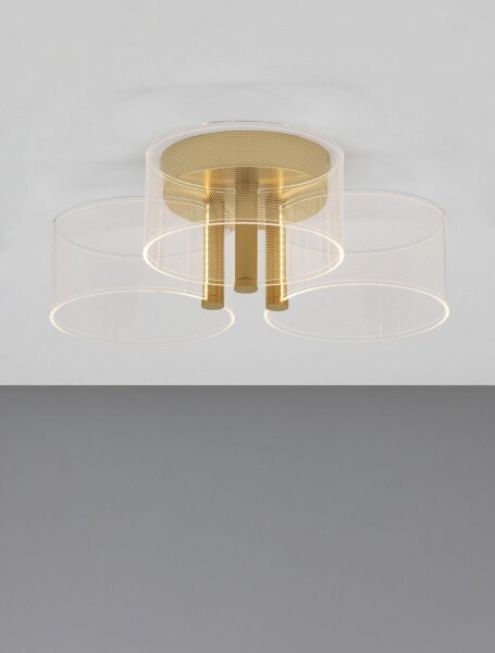 LED Deckenlampe Ø 44 cm in Gold Weiß Metall 3 flammig Modern