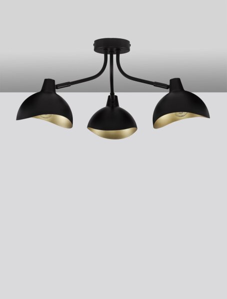Deckenlampe in Schwarz Gold 15 cm lang E14 schwenkbar Retro