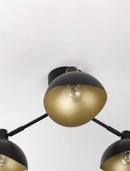 Deckenlampe in Schwarz Gold 15 cm lang E14 schwenkbar Retro