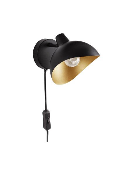Wandspot Metall E14 in Schwarz Gold 15 cm breit Retro