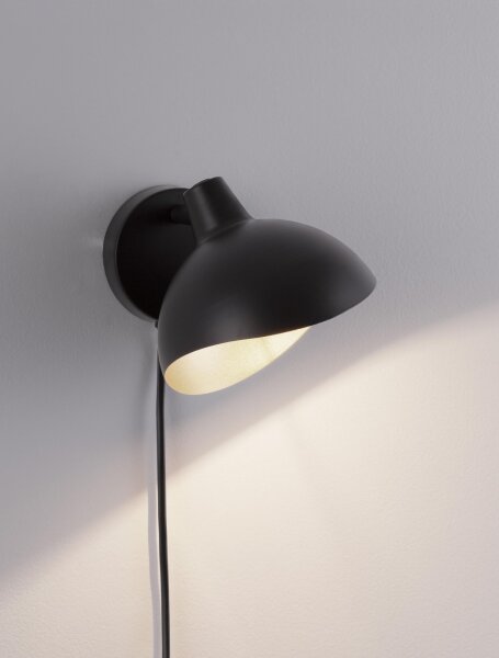 Wandspot Metall E14 in Schwarz Gold 15 cm breit Retro