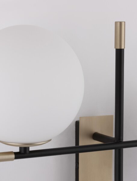 Wandlampe rund G9 44 cm breit in Schwarz Weiß Gold 2 flammig