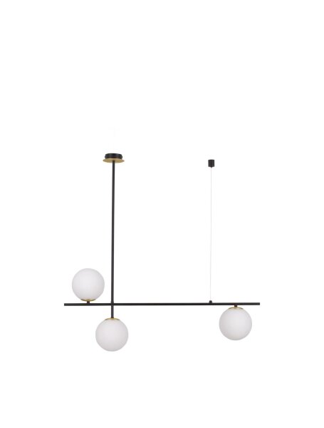 Hängelampe in Schwarz Weiß Gold 95 cm lang G9 Glas Metall