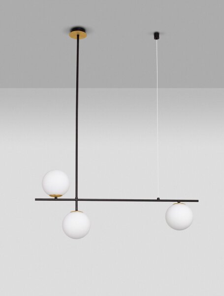 Hängelampe in Schwarz Weiß Gold 95 cm lang G9 Glas Metall