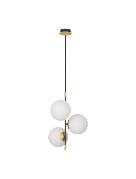 Hängeleuchte in Schwarz Weiß Gold 33 cm breit G9 Glas Metall