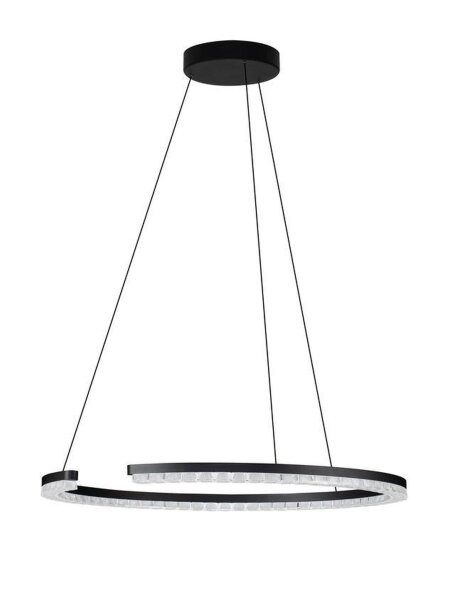 LED Hängelampe Ø 65 cm dimmbar Schwarz höhenverstellbar Ring