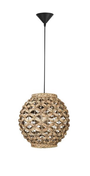 Hängelampe Boho Schwarz Braun Ø 30 cm E27 Seegras JARETH