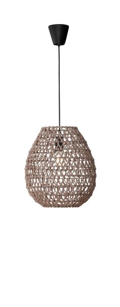 Pendelleuchte Rattan Papier E27 Schwarz Mokka 30 cm breit