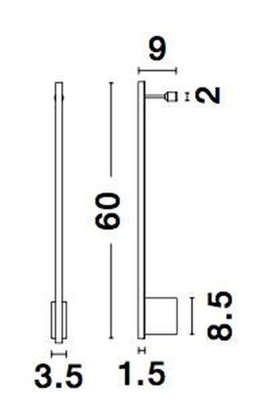 LED Wandleuchte Minimalistisch Schwarz 60 cm breit indirekt