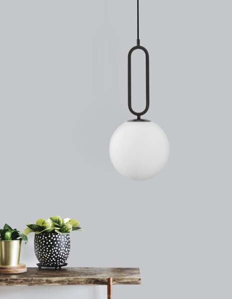 Pendelleuchte rund E27 Ø 20 cm Schwarz Weiß höhenverstellbar