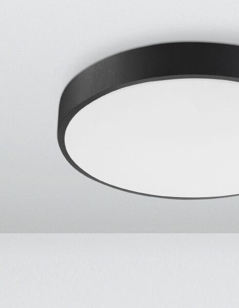 LED Deckenleuchte Schwarz Ø 40 cm flach warmweiß JEDDA