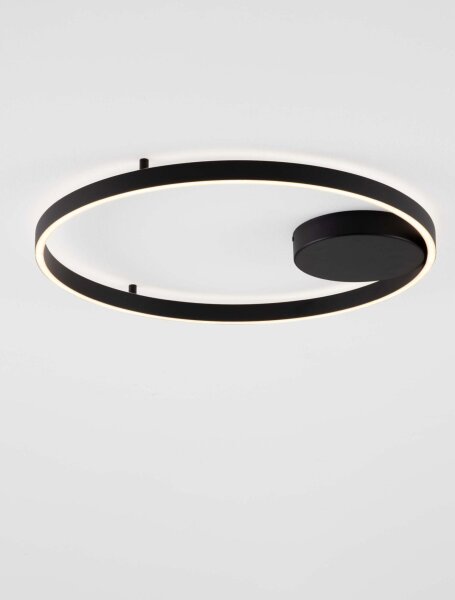LED Deckenlampe rund Ø 60 cm Schwarz dimmbar 2 flammig