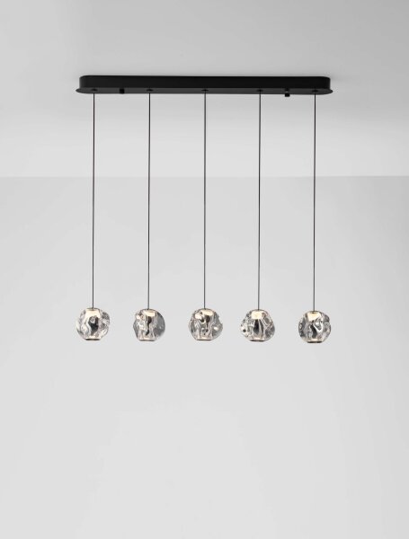 LED Pendelleuchte 84 cm lang Schwarz dimmbar 5 flammig
