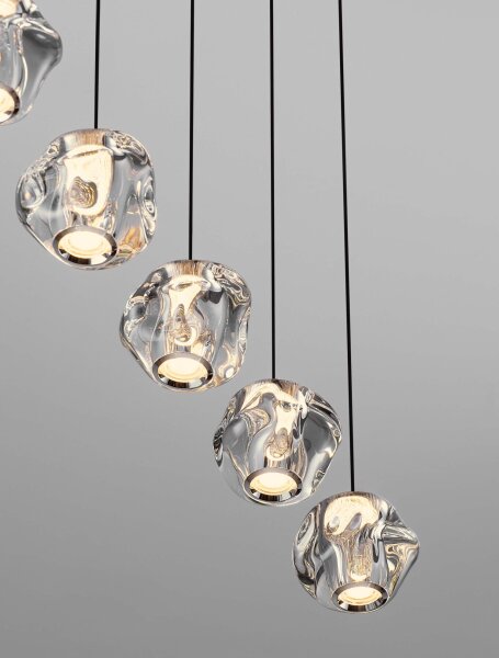LED Pendelleuchte 84 cm lang Schwarz dimmbar 5 flammig