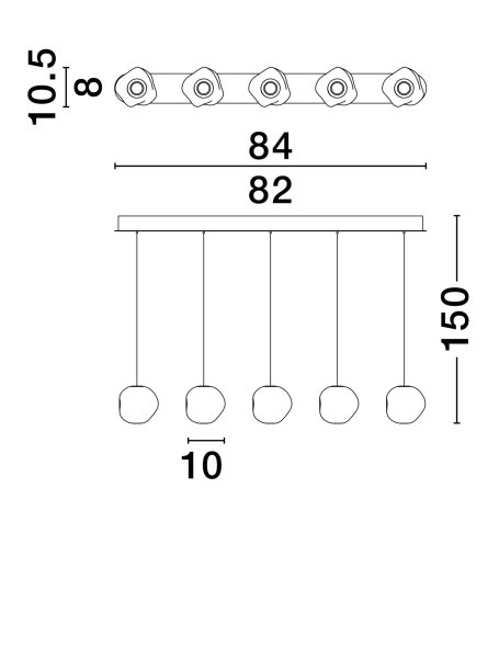 LED Pendelleuchte 84 cm lang Schwarz dimmbar 5 flammig