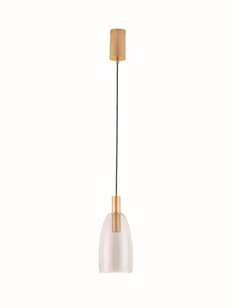 LED Pendelleuchte 14,2 cm breit in Gold Grau Retro Rauchglas