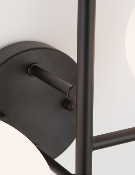 Wandlampe rund G9 35 cm breit Schwarz Weiß Retro Glas Metall