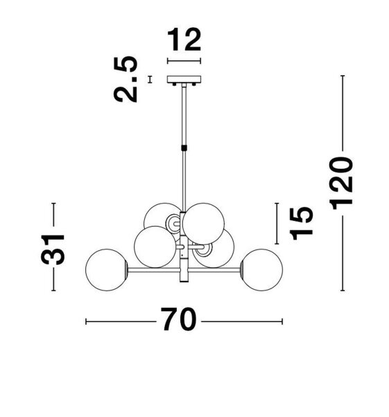 Hängeleuchte Schwarz Weiß 70 cm breit E14 höhenverstellbar