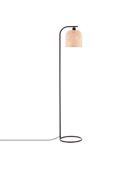 Stehleuchte Boho Schwarz Natur 160 cm E27 Bambus Metall
