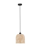 H&auml;ngeleuchte Schwarz Natur 23 cm breit E27...