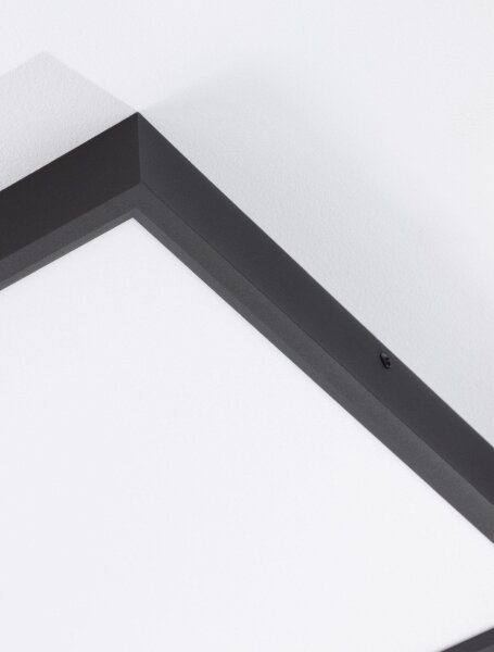 LED Deckenlampe flach 40 cm breit Schwarz warmweiß Aluminium
