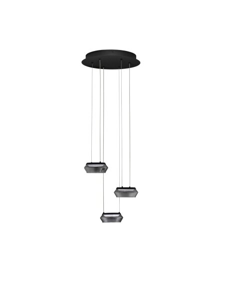 LED Hängelampe Schwarz 35 cm breit dimmbar Rauchglas Modern