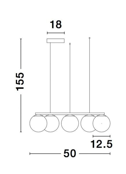 LED Hängelampe Schwarz Weiß Ø 50 cm Glas rund 5 flammig