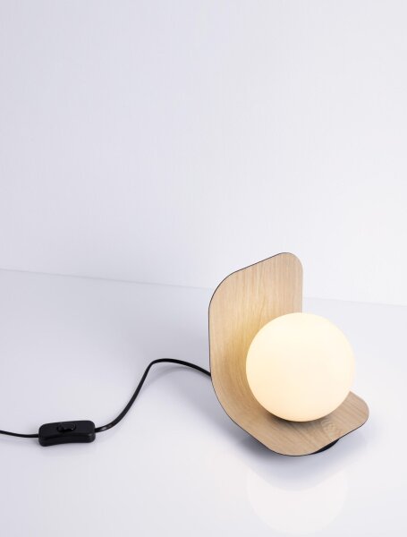 Nachttischlampe rund E14 18 cm Natur Weiß Schwarz KALLAN
