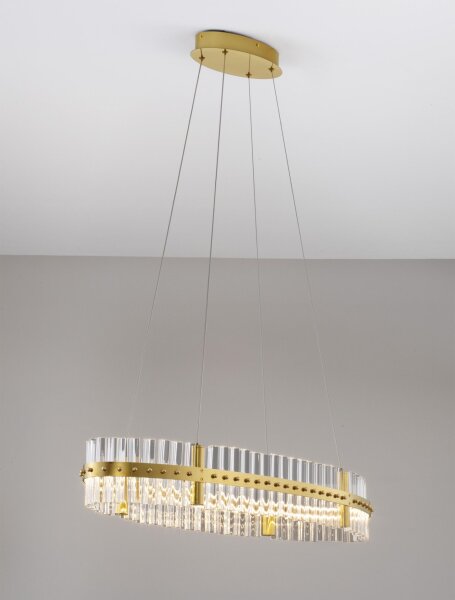 LED Pendelleuchte Ring Ø 90 cm in Gold dimmbar Glas warmweiß