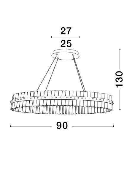LED Pendelleuchte Ring Ø 90 cm in Gold dimmbar Glas warmweiß