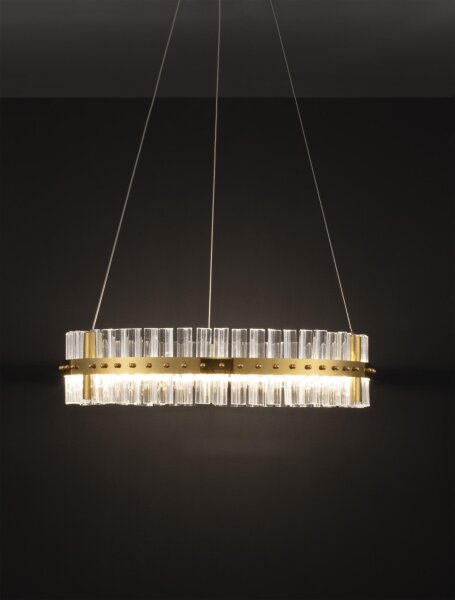 LED Pendelleuchte in Gold Ø 60 cm dimmbar Glas Ring warmweiß