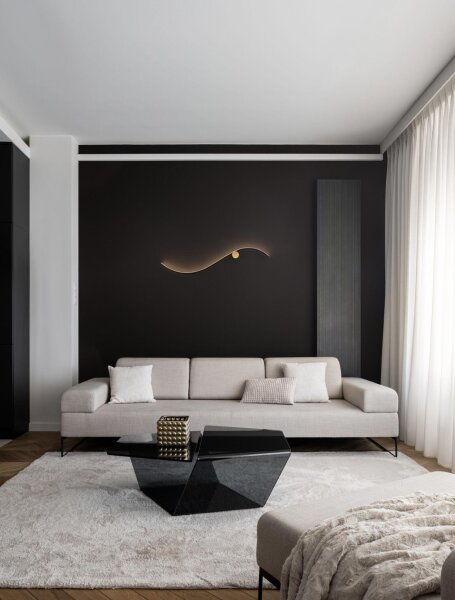 LED Wandlampe 102 cm breit in Schwarz Gold warmweiß Modern