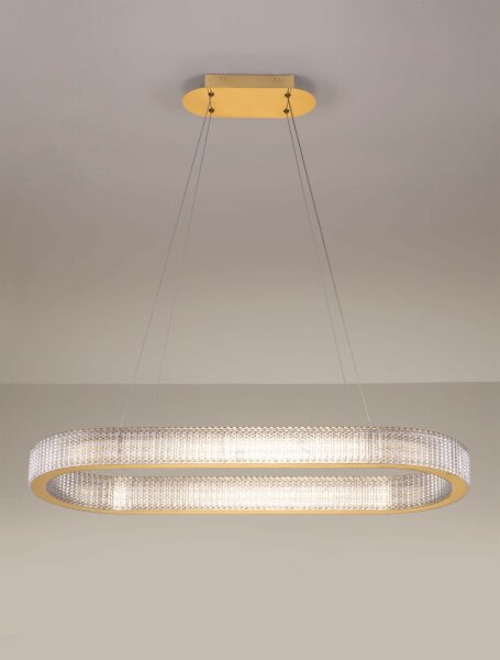 LED Hängelampe in Gold 90 cm lang dimmbar Ring warmweiß