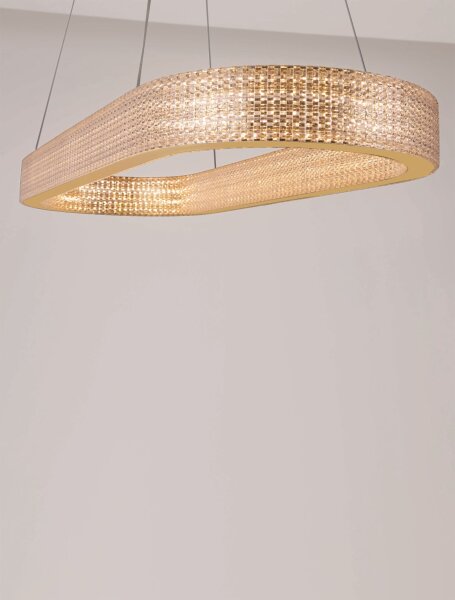 LED Hängelampe in Gold 90 cm lang dimmbar Ring warmweiß