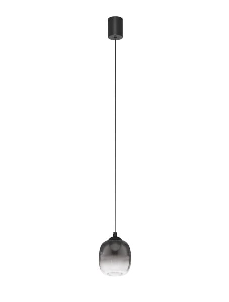 LED Hängelampe Schwarz Grau Ø 10 cm Rauchglas warmweiß