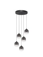 LED Pendelleuchte Rauchglas Schwarz Grau 43 cm breit dimmbar