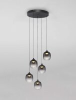LED Pendelleuchte Rauchglas Schwarz Grau 43 cm breit dimmbar