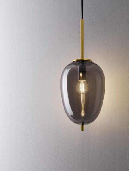 Pendelleuchte E27 15,8 cm breit in Gold Grau Retro KENNA
