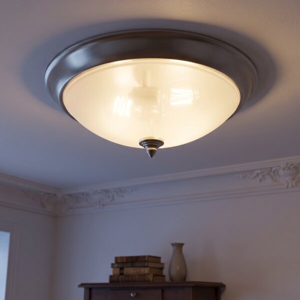 Lampe de salon verre rond Ø30cm en nickel ELENI