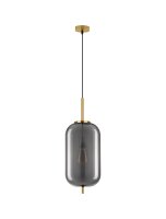 H&auml;ngelampe E27 22 cm breit in Gold Grau...