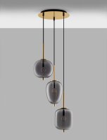 Hängelampe 46 cm breit E27 in Gold Grau...
