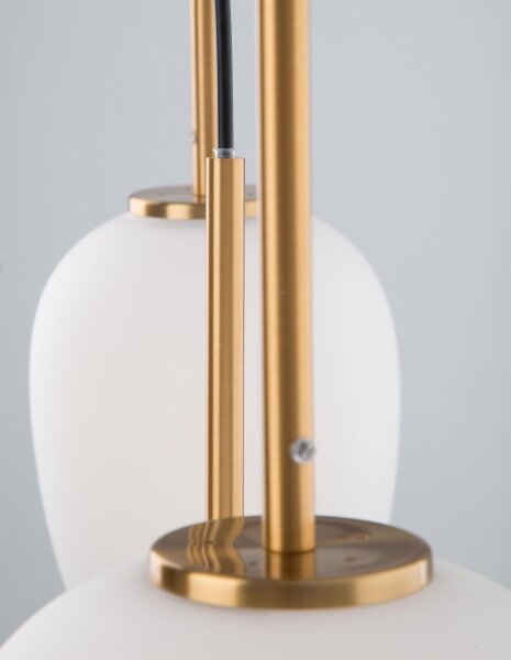 Hängelampe in Weiß Gold 53 cm lang E14 Retro Glas Metall