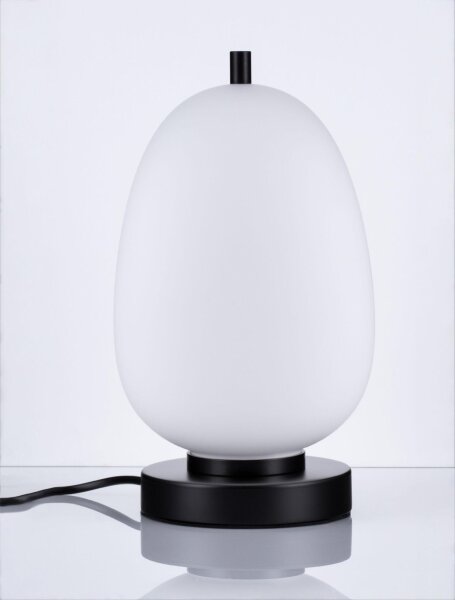 Tischlampe Retro E14 28 cm Schwarz Weiß Glas Metall KENNA