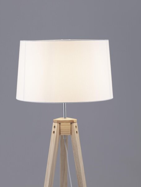 Stehlampe Dreibein E27 145 cm Natur Weiß Skandinavisch