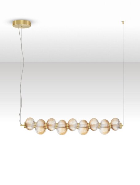 LED Pendelleuchte 97 cm lang in Gold Bernstein dimmbar