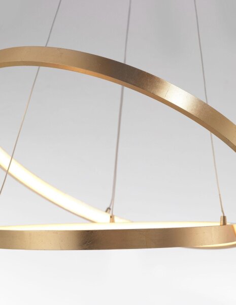 LED Pendelleuchte in Blattgold Ø 60 cm Ring 2 flammig Modern