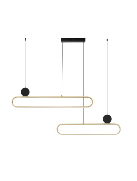 LED Pendelleuchte 121 cm lang in Schwarz Gold dimmbar KIRBY