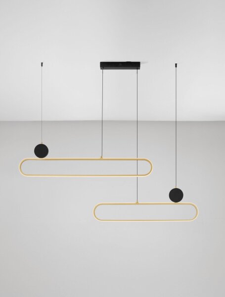 LED Pendelleuchte 121 cm lang in Schwarz Gold dimmbar KIRBY