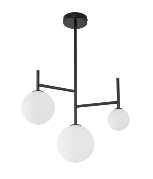 Deckenlampe rund G9 49 cm breit Schwarz Weiß Glas 3 flammig